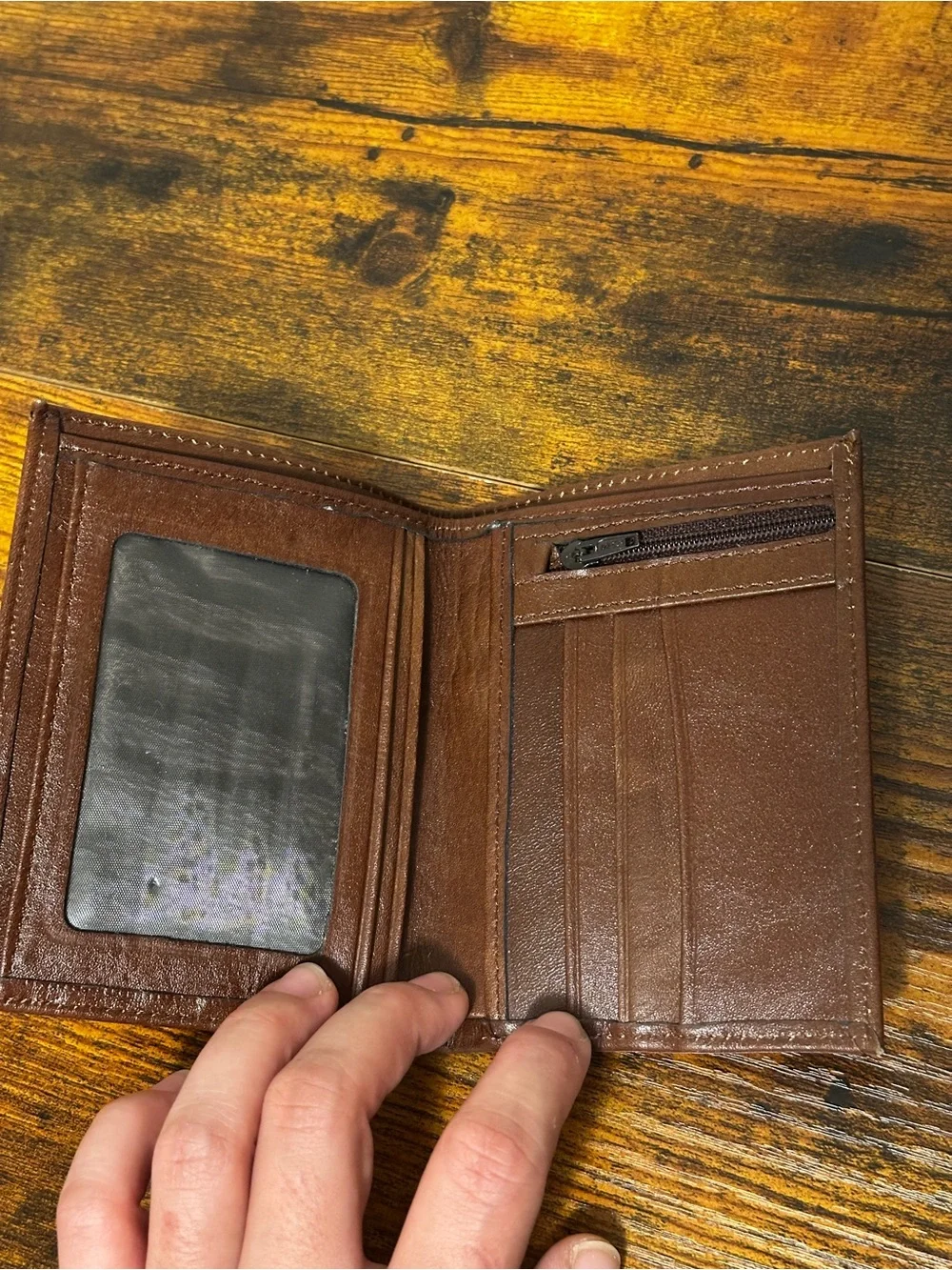 Embossed Brown Leather Bifold Wallet